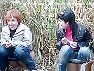Chubby Redhead And Brunette Chicks Spied Pissing