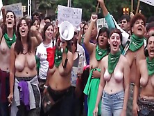 Topless Argentinian Protesters With Big Boobs
