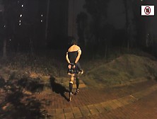 Handcuffed Maid Outdoor Self-Bondage But Lost Her Key
