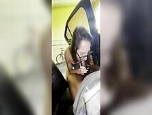 Horny Brunette Blows Big Black Cock In Public In Car