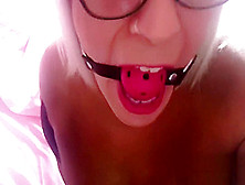 Tranny Caged In Chastity Strapped In A Tight Gag Awaits Her Daddy