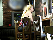 Lovely,  Long-Haired Blonde Is Secretly Recorded While She Sips A Drink At A Bar.