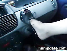 Wife Gives Hubby Handjob And Footjob In Their Car