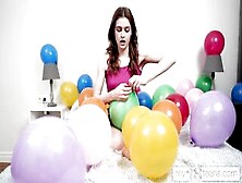 My18Teens - Stunning Girl Blows Up Balloons And Fucks Herself With A Dildo And Her Fingers