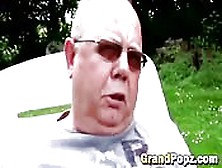 Horny Grandpa Fucks Cute Young Brunette