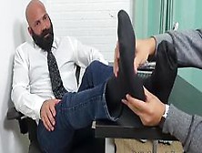 My Friends Feet - Bald Bearded Hunk Foot Worshipped And Licked By Young Lad