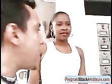 Ebony Pregnant Whore Enjoys Hardcore Threesome Action