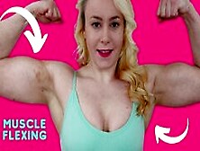 Hot Blonde Bicep Flexing Muscualar Milf Female Bodybuilder