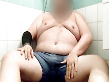 300 Pound Teacher Pisses His Pants And Takes A Golden Shower And Masturbates While Sitting On The Shower Floor.