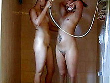 Amateur Lesbian Couple Showering Together