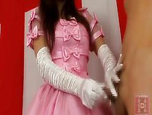 Japanese Girl Satin Dress & Glove Fetish