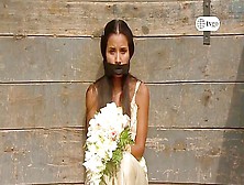 Girl In White Dress Otm Gagged With Flowers