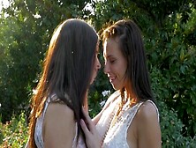 Two Young & Hot College Lesbians Outdoors Running Wild And Love Each Other