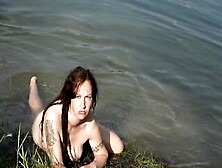 Swimming Nude And Washing Titted Into The Forest Lake