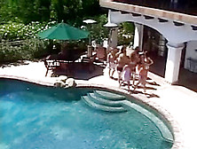 Huge Lesbian Orgy By The Pool