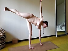 Nude Busty Yoga Babe In Pigtails