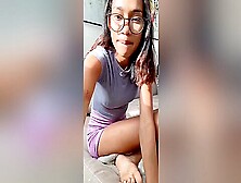 Little Latina Teen With Eyeglasses Displaying Her Delicious Feet And T