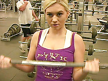 Lewd Blonde Alison Angel Flashes Her Natural Boobs In A Gym