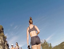 1080P – Hot White Girl Ass Tight Black Spandex Shorts Jogging