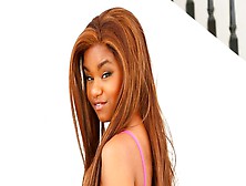 Good-Looking Ebony Model Khalista Stone Is Sucking Down On The Knees