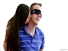 Blind Folded Boyfriend Fucks And Comes In His Bitch