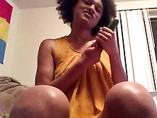 Mischievous Doll Plays With A Cucumber!