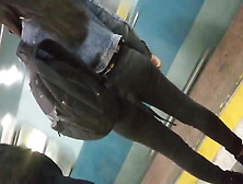 Stunning Teeny With Yummy Booty In Jeans Waiting Subway