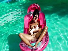 Exotic Tanned Teen Skinny Dipping And Masturbating In A Pool