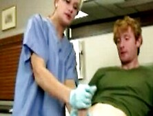 Sexy Doctor Wanks Her Patients Cock