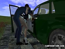 Sexo En El Carro Con Una Mucama Tetona En Animación 3D