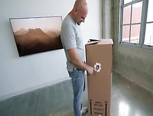Guy Makes The Bald Friend Happy Bring A Box With A Slut Inside