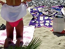 Teen Show Her Ass To The Beach - Doggy - Blonde