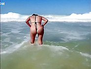Large-Assed Harlot Wears A Flimsy Bikini To The Beach