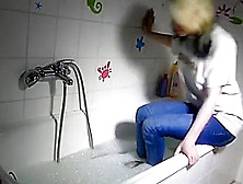 Girl Bath With Jeans