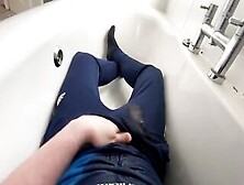 Self-Pissing In Washroom