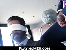 Tasteful Stud Blindfolded Before Throat Fuck And Penetrating 3Way
