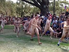 Naked Men Race At Festival