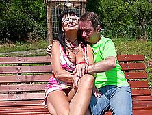 Outdoor Ffm Threesome With Mature Anabelle And Lilian Black