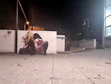 Small Cock Shemale Sissy Whore Flashes And Rides Huge Dildo In Public
