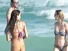 Jessica Alba Wearing A Purple Bikini Gets Caught On Voyeur's Cam On A Beach