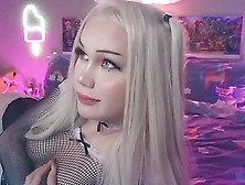 Blonde Shemale Teen Fools Around In Her Sexy Fishnet Lingerie