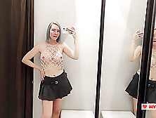 Masturbation In A Fitting Room In A Mall.  I Try On Haul Transparent Clothes In Fitting Room And Mast
